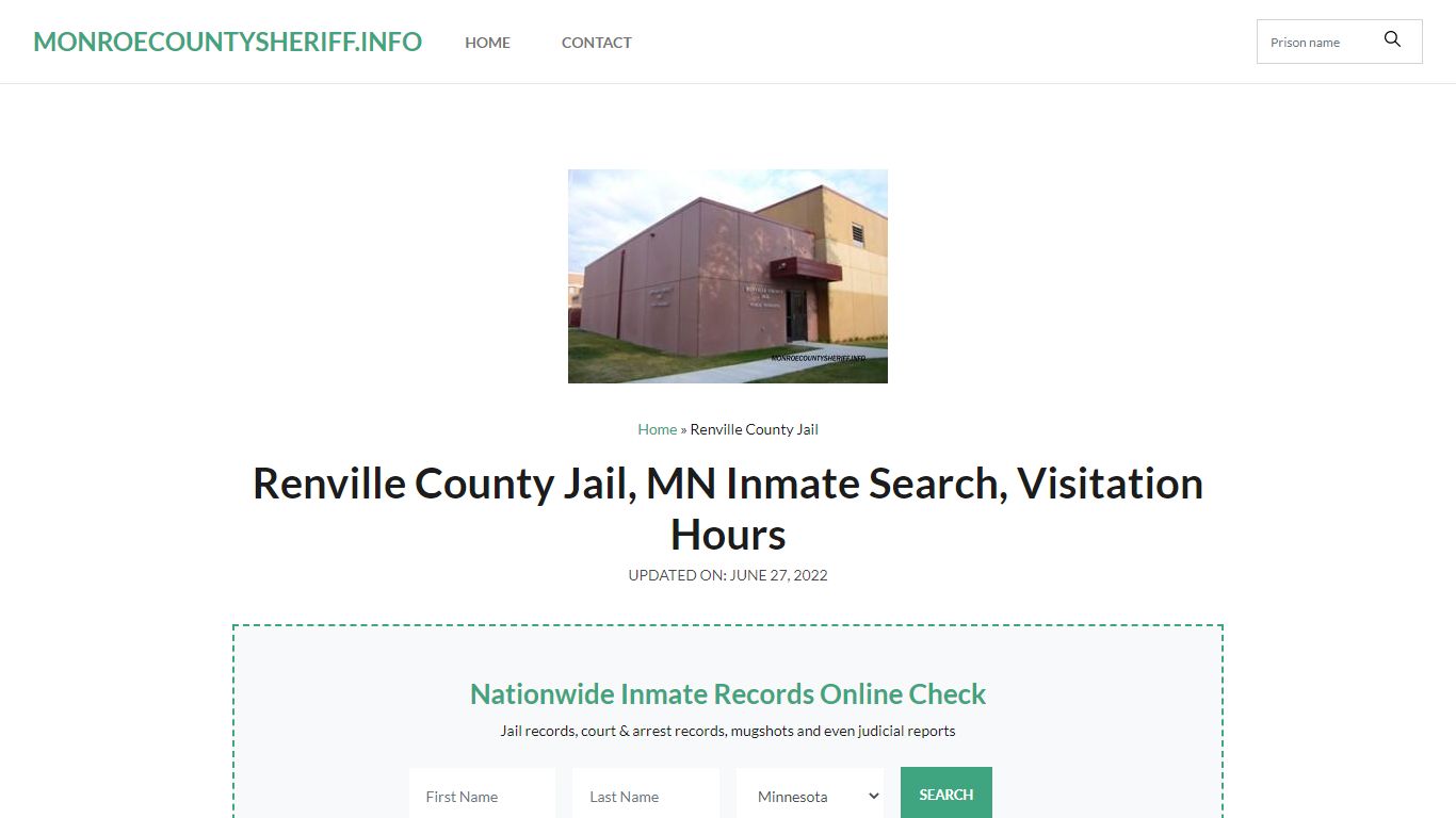 Renville County Jail, MN Inmate Search, Visitation Hours