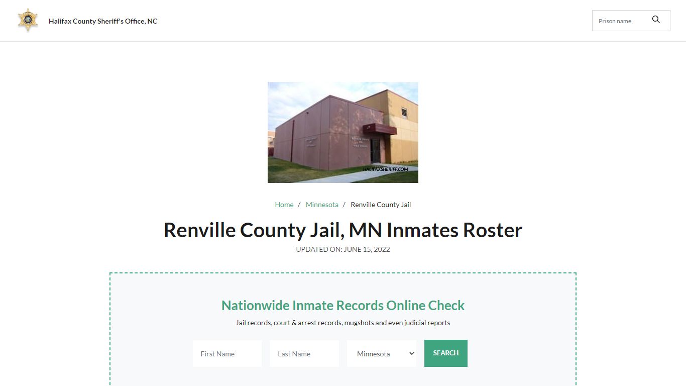 Renville County Jail, MN Jail Roster, Name Search