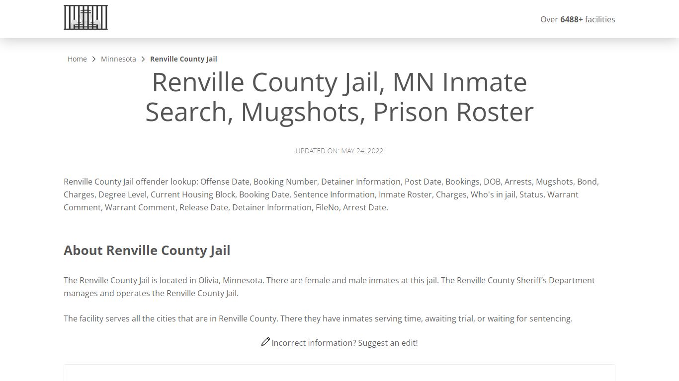 Renville County Jail, MN Inmate Search, Mugshots, Prison ...